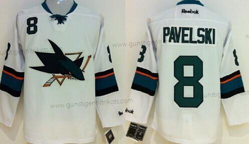 Herren San Jose Sharks #8 Joe Pavelski 2014 Trikots – Weiß