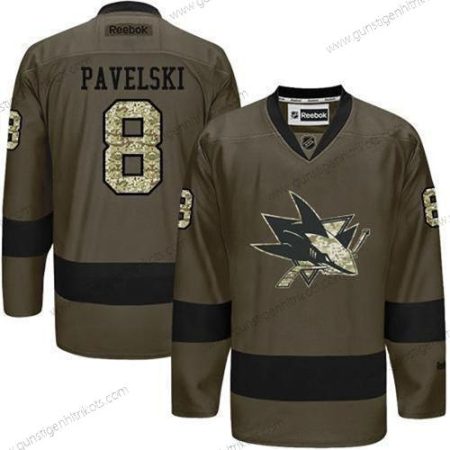 Herren San Jose Sharks #8 Joe Pavelski Reebok Spieler Trikots – Grün Tarnfarbe