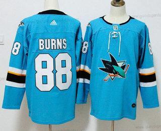 Herren San Jose Sharks #88 Brent Burns 2017-2018 Hockey Strickerei NHL Trikots – Blaugrün Blau