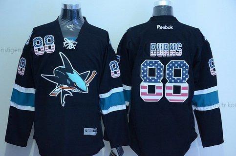 Herren San Jose Sharks #88 Brent Burns USA Flag Hockey Trikots – Schwarz