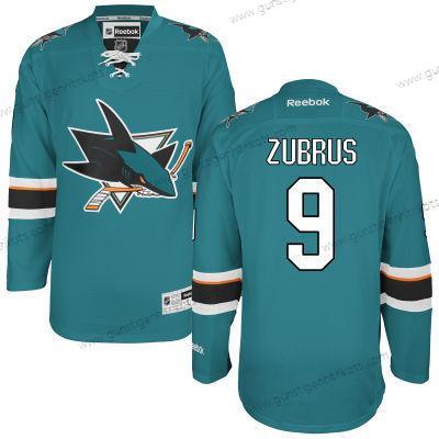 Herren San Jose Sharks #9 Dainius Zubrus Heimtrikots Trikots – Blaugrün