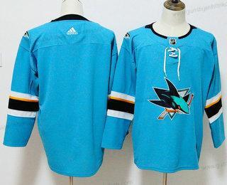 Herren San Jose Sharks Leer 2017-2018 Hockey Strickerei NHL Trikots – Blaugrün Blau