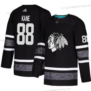 Herren Schwarzhawks #88 Patrick Kane Authentisch 2019 All-Star Strickerei Hockey Trikots – Schwarz