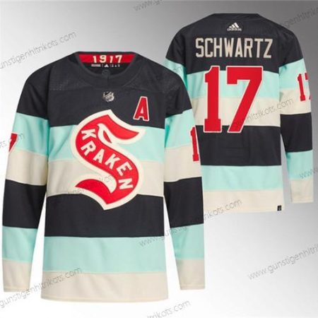 Herren Seattle Kraken #17 Jaden Schwartz 2024 Winter Klassisch Primegreen Strickerei Trikots – Blau