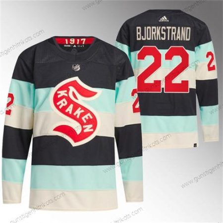 Herren Seattle Kraken #22 Oliver Bjorkstrand 2024 Winter Klassisch Primegreen Strickerei Trikots – Blau