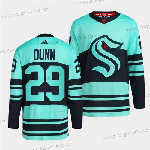 Herren Seattle Kraken #29 Vince Dunn Ice 2022-23 Rückseite Retro Strickerei Trikots – Blau