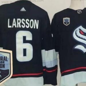 Herren Seattle Kraken #6 Adam Larsson 2021-22 Saisoneröffnung Authentisch Trikots – Marineblau