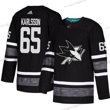 Herren Sharks #65 Erik Karlsson Authentisch 2019 All-Star Strickerei Hockey Trikots – Schwarz