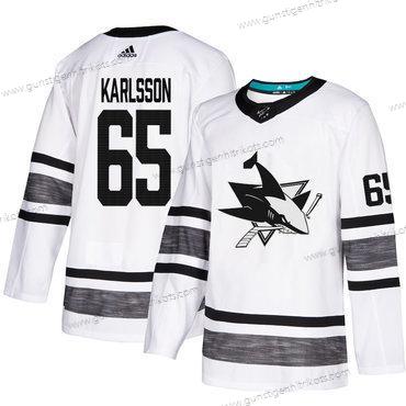 Herren Sharks #65 Erik Karlsson Authentisch 2019 All-Star Strickerei Hockey Trikots – Weiß