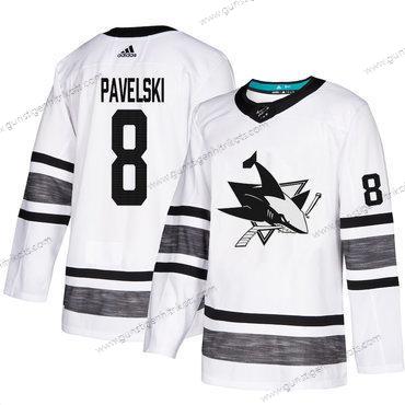 Herren Sharks #8 Joe Pavelski Authentisch 2019 All-Star Strickerei Hockey Trikots – Weiß