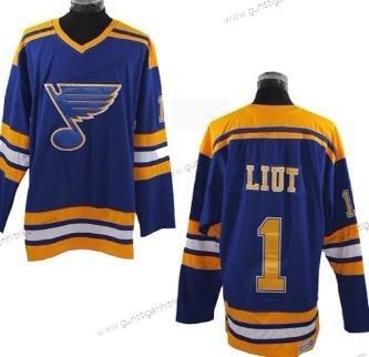 Herren St. Louis Blues #1 Mike Liut Retro CCM Trikots – Blau