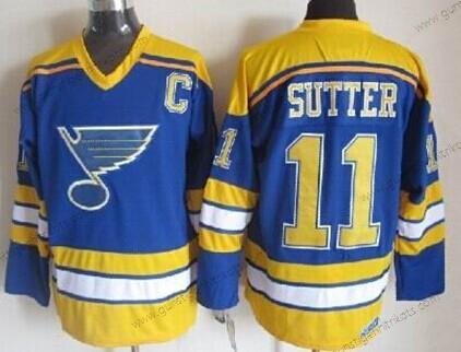 Herren St. Louis Blues #11 Brian Sutter Retro CCM Trikots – Blau