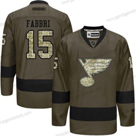 Herren St. Louis Blues #15 Robby Fabbri Salute to Service Strickerei NHL Trikots – Grün