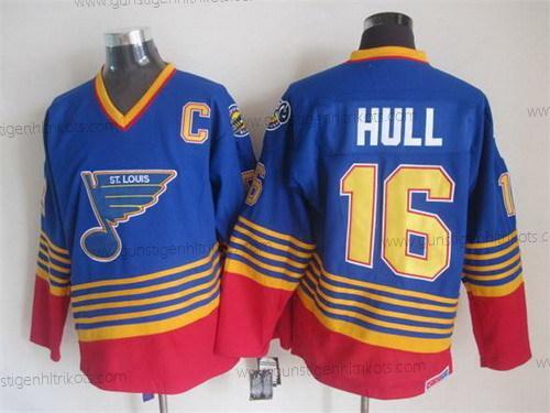 Herren St. Louis Blues #16 Brett Hull 1995 Retro CCM Trikots – Blau