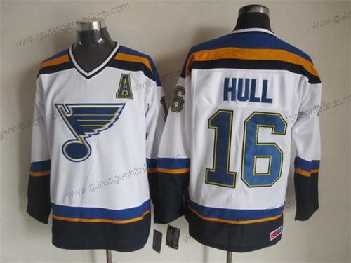 Herren St. Louis Blues #16 Brett Hull 2014 Retro CCM Trikots – Weiß