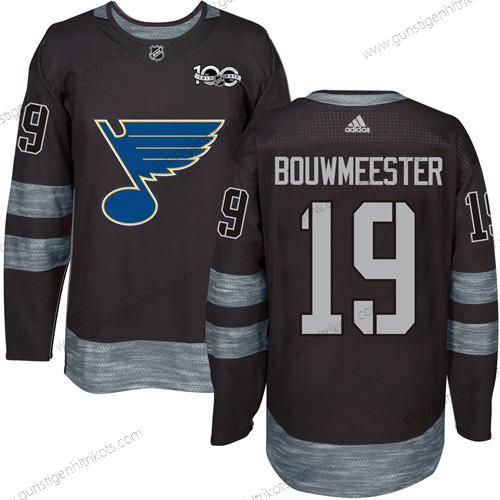 Herren St. Louis Blues #19 Jay Bouwmeester 1917-2017 100th Jahrestag Strickerei NHL Trikots – Schwarz