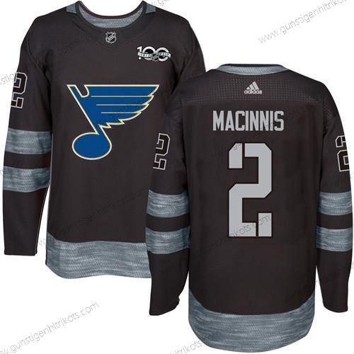 Herren St. Louis Blues #2 Al Macinnis 1917-2017 100th Jahrestag Strickerei NHL Trikots – Schwarz