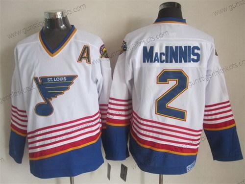 Herren St. Louis Blues #2 Al Macinnis 1995 Retro CCM Trikots – Weiß