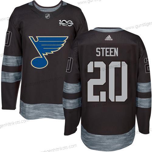 Herren St. Louis Blues #20 Alexander Steen 1917-2017 100th Jahrestag Strickerei NHL Trikots – Schwarz