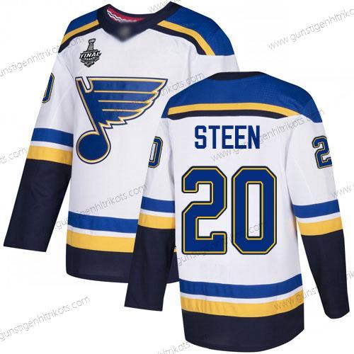 Herren St. Louis Blues #20 Alexander Steen Road Authentisch 2019 Stanley Cup Final Bound Strickerei Hockey Trikots – Weiß