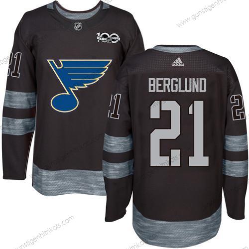 Herren St. Louis Blues #21 Patrik Berglund 1917-2017 100th Jahrestag Strickerei NHL Trikots – Schwarz