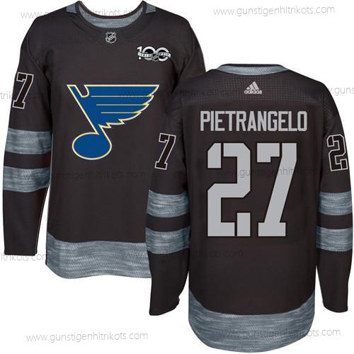 Herren St. Louis Blues #27 Alex Pietrangelo 1917-2017 100th Jahrestag Strickerei NHL Trikots – Schwarz