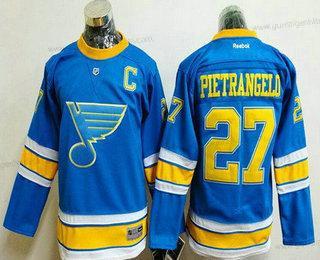 Herren St. Louis Blues #27 Alex Pietrangelo 2017 Winter Klassisch Strickerei NHL Reebok Hockey Trikots – Blau