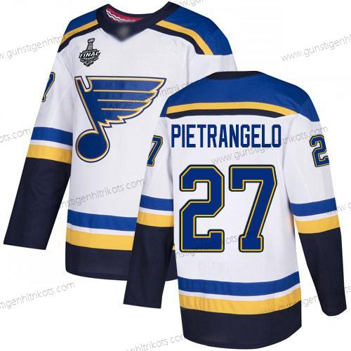 Herren St. Louis Blues #27 Alex Pietrangelo Road Authentisch 2019 Stanley Cup Final Bound Strickerei Hockey Trikots – Weiß