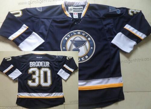 Herren St. Louis Blues #30 Martin Brodeur Ausweichtrikot Trikots – Marineblau Blau