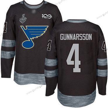 Herren St. Louis Blues #4 Carl Gunnarsson 1917-2017 100th Jahrestag 2019 Stanley Cup Final Bound Strickerei Hockey Trikots – Schwarz