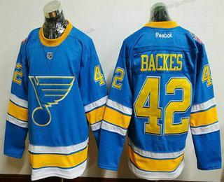 Herren St. Louis Blues #42 David Backes 2017 Winter Klassisch Strickerei NHL Reebok Hockey Trikots – Blau