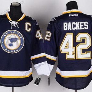 Herren St. Louis Blues #42 David Backes Ausweichtrikot Trikots – Marineblau Blau