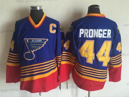 Herren St. Louis Blues #44 Chris Pronger 1995-96 CCM Strickerei Vintage Hockey Trikots – Blau