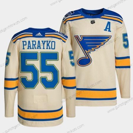 Herren St. Louis Blues #55 Colton Parayko 2022 Winter Klassisch Strickerei Trikots – Creme