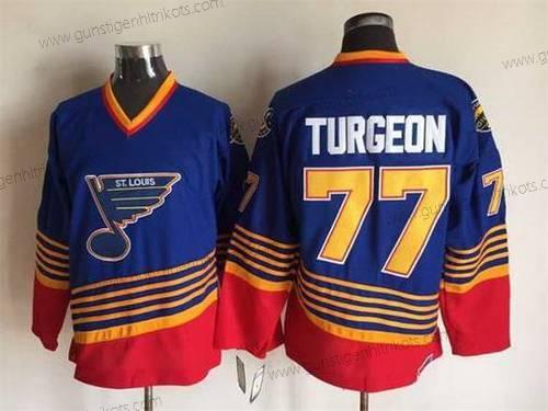 Herren St. Louis Blues #77 Pierre Turgeon 1995-96 CCM Vintage Trikots – Blau