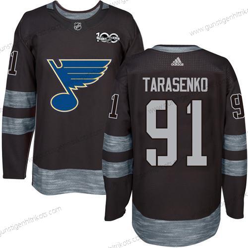 Herren St. Louis Blues #91 Vladimir Tarasenko 1917-2017 100th Jahrestag Strickerei NHL Trikots – Schwarz