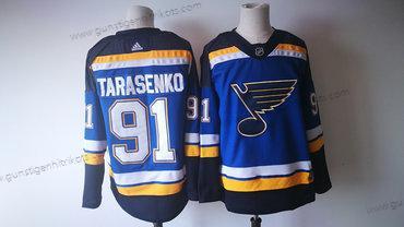 Herren St. Louis Blues #91 Vladimir Tarasenko 2017-2018 Hockey Strickerei NHL Trikots – Blau