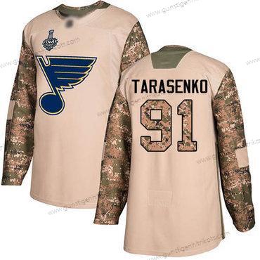 Herren St. Louis Blues #91 Vladimir Tarasenko Authentisch 2017 Veterans Day 2019 Stanley Cup Final Bound Strickerei Hockey Trikots – Tarnfarbe