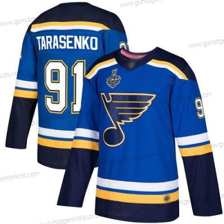 Herren St. Louis Blues #91 Vladimir Tarasenko Heimtrikots Authentisch 2019 Stanley Cup Final Bound Strickerei Hockey Trikots – Blau