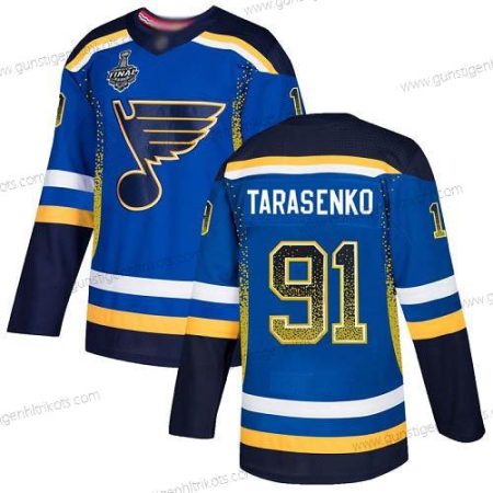 Herren St. Louis Blues #91 Vladimir Tarasenko Heimtrikots Authentisch 2019 Stanley Cup Final Bound Strickerei Hockey Trikots Version 2 – Blau