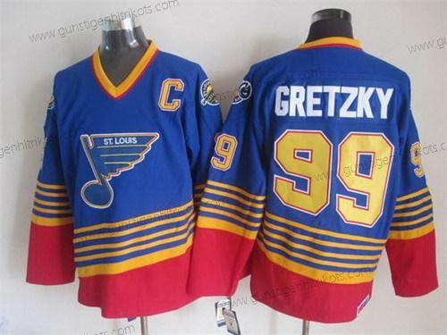 Herren St. Louis Blues #99 Wayne Gretzky 1995 Retro CCM Trikots – Blau