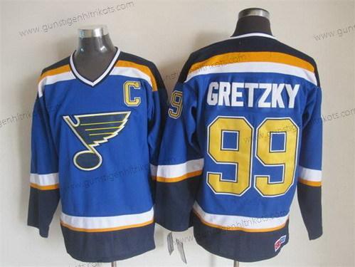 Herren St. Louis Blues #99 Wayne Gretzky 2014 Retro CCM Trikots – Blau