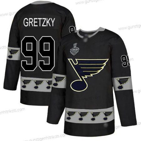 Herren St. Louis Blues #99 Wayne Gretzky Authentisch Team Logo 2019 Stanley Cup Final Bound Strickerei Hockey Trikots – Schwarz