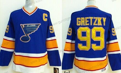 Herren St. Louis Blues #99 Wayne Gretzky Retro CCM Trikots – Blau