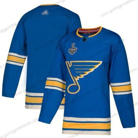 Herren St. Louis Blues Leer ersatzweise Authentisch 2019 Stanley Cup Final Bound Strickerei Hockey Trikots – Blau