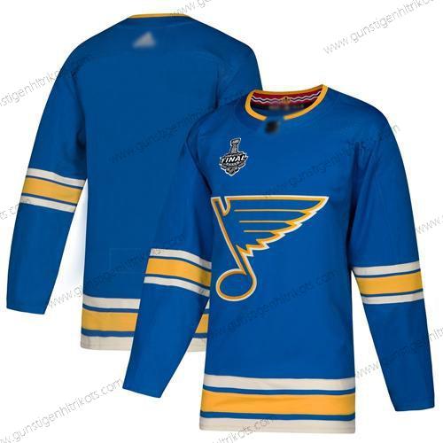 Herren St. Louis Blues Leer ersatzweise Authentisch 2019 Stanley Cup Final Bound Strickerei Hockey Trikots – Blau