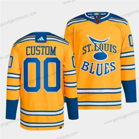 Herren St. Louis Blues Personalisiertes 2022-23 Rückseite Retro Strickerei Trikots – Gelb