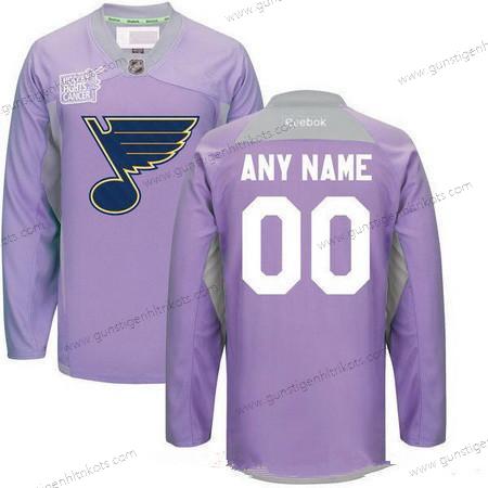 Herren St. Louis Blues Personalisiertes Reebok Hockey Bekämpft Krebs Praxis Trikots – Lila Rosa