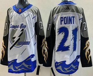 Herren Tampa Bay Lightning #21 Brayden Point 2022 Rückseite Retro Authentisch Trikots – Weiß