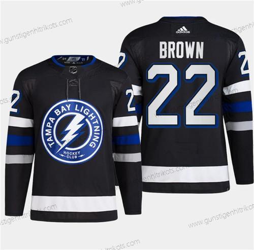 Herren Tampa Bay Lightning #22 Logan Brown 2024 Stadium Series Strickerei Trikots – Schwarz